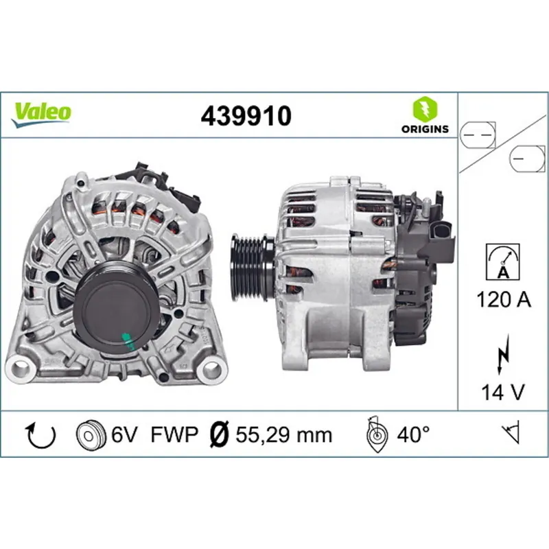 Aktuell VALEO Generator Lichtmaschine 120Ah 14V passend für Ford Focus31.5 TDCi B-Max1.0 439910